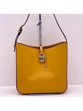 Michael Kors Yellow Leather Shoulder Tote with MK Charm